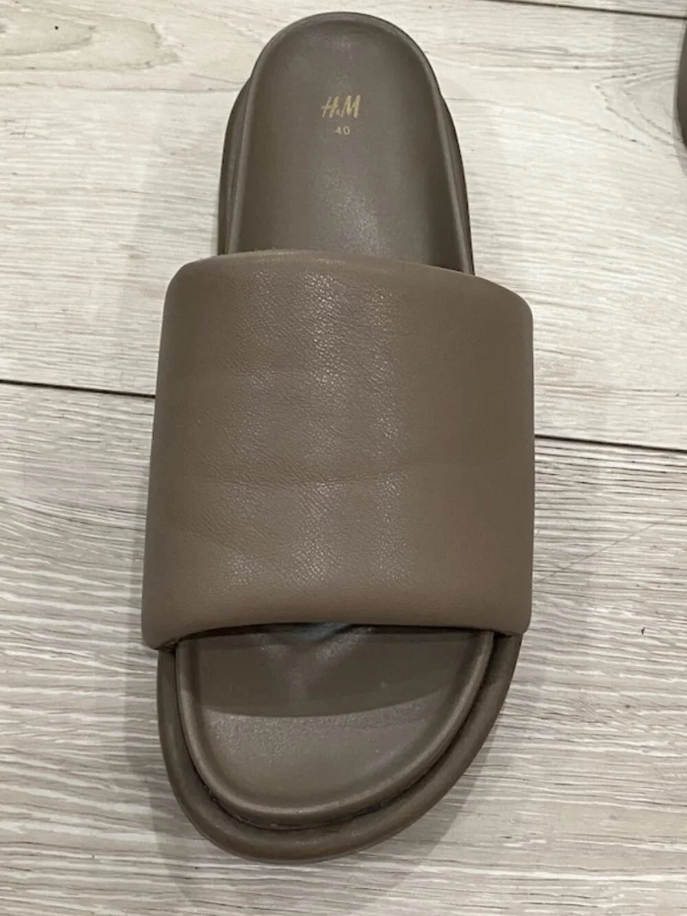 H&M Puffy Slide Sandals Comfort Platform Slides Brown Grey Size EU 40 US 9